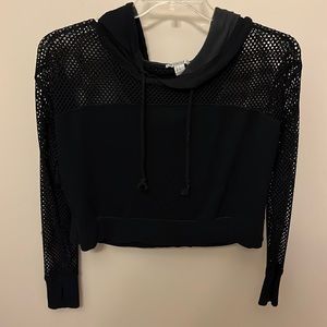 Forever21 black long-sleeve mesh crop top